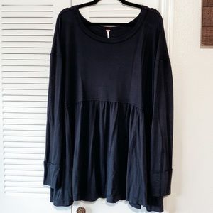 Free People Forever Your Girl Black Babydoll Top